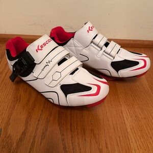Kescoo 41 Mens 8.5 Womens 9.5 Cycling Shoes White Black Red Compatible w Peloton